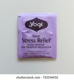 Washington, DC - October 12, 2017: Yogi Stress Relief Tea Helps To Relieve Stress. 