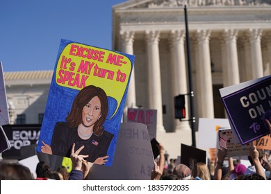 Washington, DC – October 17, 2020: Protesters At The Second Women’s March Of 2020 Demonstrating Against The Trump Administration And The GOP In Order To Organize Women To Vote For Change.