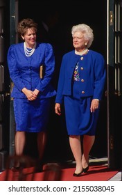 WASHINGTON DC - OCTOBER 18, 1991
Virginia Thomas wife of Judge Clarence Thomas and First Lady Barbara Bush at the swearing in of Judge Thomas as Associate Justice of the United States Supreme Court 

