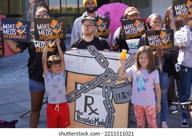 Washington, DC – October 6, 2022: A Protest At The Health And Human Services Building Against Big Pharma's Unaffordable Prescription Drug Prices Saw Participants Rally For Change.