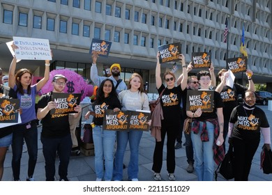 Washington, DC – October 6, 2022: A Protest At The Health And Human Services Building Against Big Pharma's Unaffordable Prescription Drug Prices Saw Participants Rally For Change.