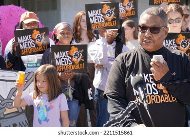 Washington, DC – October 6, 2022: Activist Arthur Blair Speaks At The Health And Human Services Building During A Protest Against Big Pharma's Unaffordable Prescription Drug Prices.