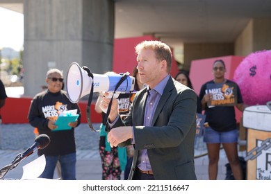 Washington, DC – October 6, 2022: Activist Peter Maybarduk Speaks At The Health And Human Services Building During A Protest Against Big Pharma's Unaffordable Prescription Drug Prices.