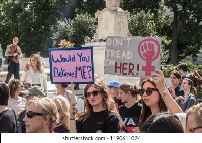 Washington, DC - Sept 28, 2018: Demonstration In Front Of Supreme Court To Protest Handling The Bret Kavanaugh Nomination For Associate Justice By The Republican Majority Senate Judiciray Committee.