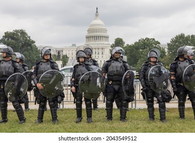 WASHINGTON, D.C. – September 18, 2021: United States Capitol Police Officers Are Seen During The “Justice For J6” Rally Near The United States Capitol.