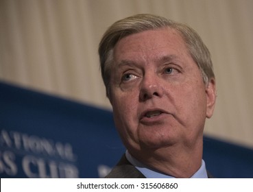 Washington, DC - September 8, 2015: Senator Lindsey Graham, candidate for the Republican presidential nomination, speaks at a National Press Club luncheon.