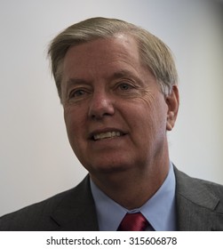 Washington, DC - September 8, 2015: Senator Lindsey Graham, Candidate For The Republican Presidential Nomination, Speaks At A National Press Club Luncheon.