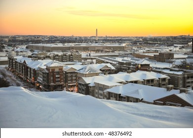 Washington DC Skyline And Pentagon Building Seen After The Historic Blizzard 2010