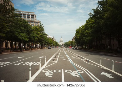 Washington DC Street View Of Capitol Hill On A Sunny Summer Day