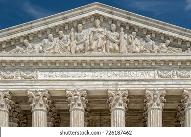 Washington DC Supreme Court Facade Equal Justice Under The Law On Sunny Day