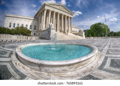 Washington DC Supreme Court Facade Equal Justice Under The Law On Sunny Day