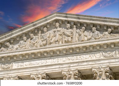 Washington DC Supreme Court Facade Equal Justice Under The Law On Sunny Day