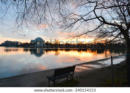 Washington DC, Thomas Jefferson Memorial in autumn sunrise 