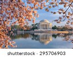 Washington, DC at the Tidal Basin and Jefferson Memorial during spring.