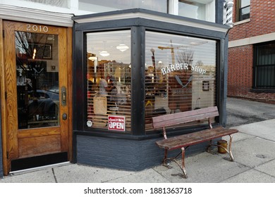 Washington DC, United States- 2016: Barber Shop In Adams Morgan