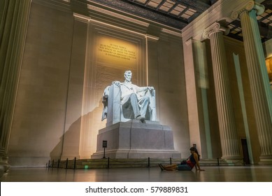 Washington DC, United States: Abraham Lincoln Memorial At Night