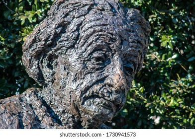 WASHINGTON, DC, UNITED STATES - Feb 09, 2019: Close-up Of The Albert Einstein Statue In Washington, DC