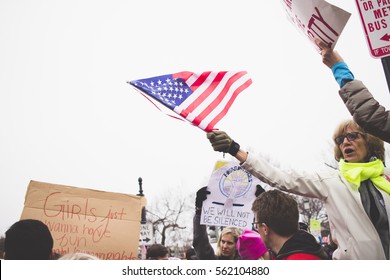 Washington D.C., United States - January 21st 2017 - Protesters gather at the Women's March on Washington