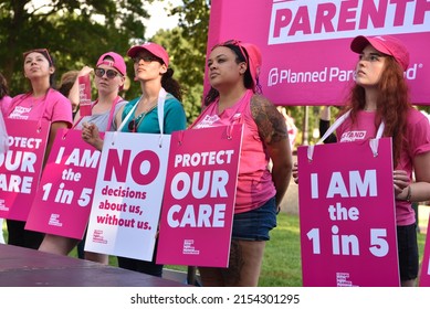 Washington, DC United States - July 26 2017: Rally protest for Planned Parenthood for pro-choice abortion and women's health care 