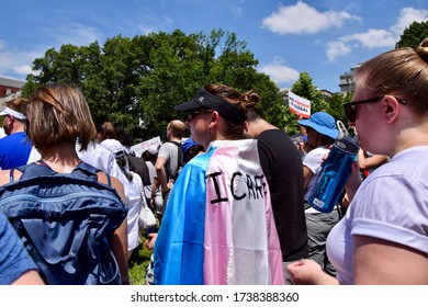 Washington D.C. / United States - June 30, 2018: Families Belong Together March. One Protestor Wears A 