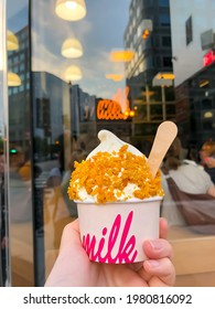 WASHINGTON, D.C., UNITED STATES - JUNE 23, 2019: Cereal Milk Soft Serve From Milk Bar Flagship Store