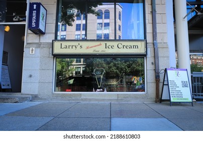 Washington, D.C. United States - June 15 2022: The Exterior Of An Ice Cream Parlor Downtown