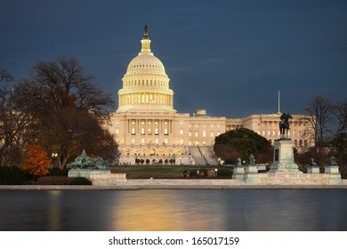 Washington DC - US Capitol Building In Autumn Night 