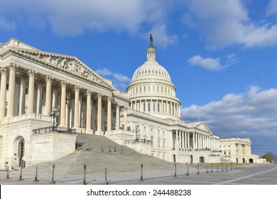 Washington DC - US Capitol Building East Facade In A Cloudy Winter Day