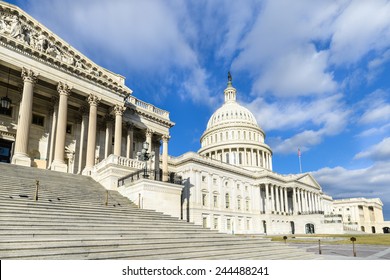 Washington DC - US Capitol Building East Facade In A Cloudy Winter Day