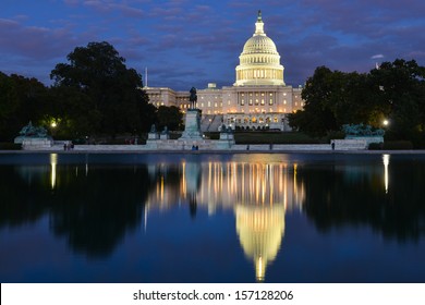 Washington DC, US Capitol At Night  