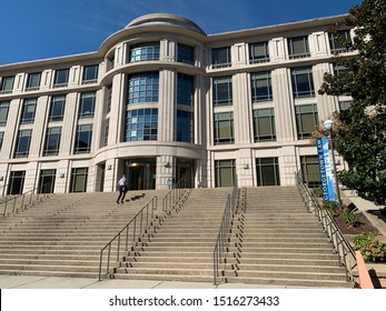 Washington, DC / US - September 27 2019: Main Entrance To Georgetown University School Of Law Main Building In Capitol Hill