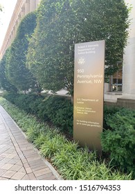 Washington, DC / US - September 27 2019: Exterior Sign For The Robert F Kennedy Building US Department Of Justice Offices In Washington DC