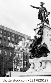 Washington DC  USA - 02 05 2022: Washington DC Buildings And Monuments In Winter 2022, America, Capitol Hill, Washington, Black And White ART