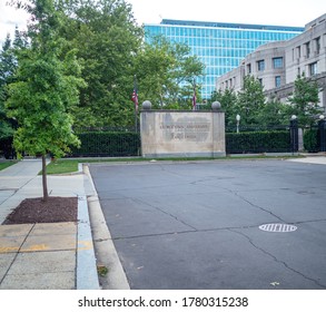 Washington DC / USA - 07/07/2019: Georgetown University Law Center Entrance In Washington DC USA