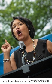 Washington, DC, USA - 12 June 2021: Muriel Bowser, Mayor Of Washington, D.C., During A Speech At The Pride Parade 2021