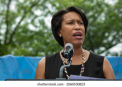 Washington, DC, USA - 12 June 2021: Muriel Bowser, Mayor Of Washington, D.C., During A Speech At The Pride Parade 2021