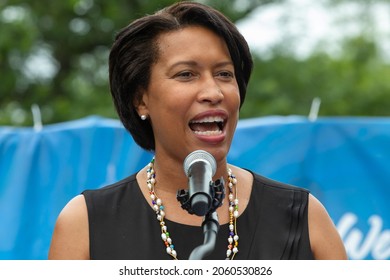 Washington, DC, USA - 12 June 2021: Muriel Bowser, Mayor Of Washington, D.C., During A Speech At The Pride Parade 2021