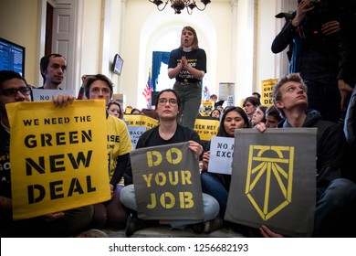 Washington, DC. USA. 12.10.18- Hundreds Of Young People Occupy Representative Offices To Pressure The New Congress To Support A Committee For A Green New Deal.