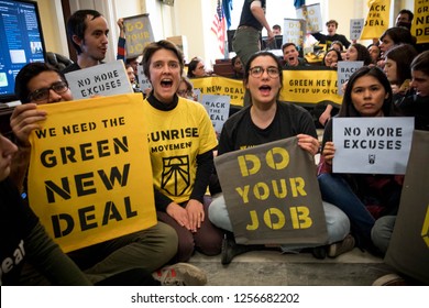 Washington, DC. USA. 12.10.18- Hundreds Of Young People Occupy Representative Offices To Pressure The New Congress To Support A Committee For A Green New Deal.