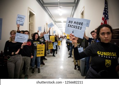 Washington, DC. USA. 12.10.18- Hundreds Of Young People Occupy Representative Offices To Pressure The New Congress To Support A Committee For A Green New Deal.