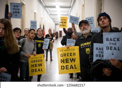 Washington, DC. USA. 12.10.18- Hundreds Of Young People Occupy Representative Offices To Pressure The New Congress To Support A Committee For A Green New Deal.