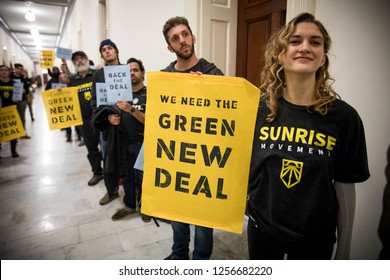 Washington, DC. USA. 12.10.18- Hundreds Of Young People Occupy Representative Offices To Pressure The New Congress To Support A Committee For A Green New Deal.