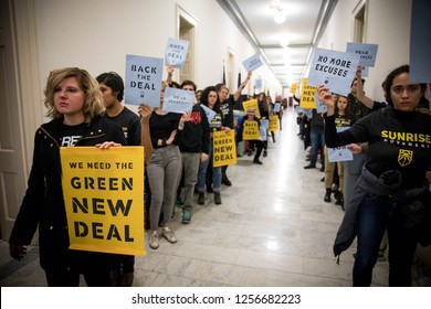 Washington, DC. USA. 12.10.18- Hundreds Of Young People Occupy Representative Offices To Pressure The New Congress To Support A Committee For A Green New Deal.