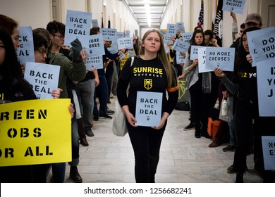 Washington, DC. USA. 12.10.18- Hundreds Of Young People Occupy Representative Offices To Pressure The New Congress To Support A Committee For A Green New Deal.