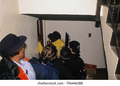 Washington DC., USA, 16th May, 1989
DC. Police Back Up US Marshalls As They Serve A Eviction Notice On A Apartment That Was Being Used As A Suspected 