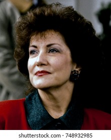 Washington DC., USA, 24th December, 1988
President Elect George H.W. Bush Announces Elizabeth Dole As His Nominee As Secretary Of Labor. Standing On The Front Porch Of The VIce President's Residence 