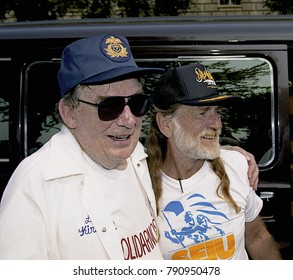 Washington, DC. USA, 31st August, 1991
AFL-CIO President Lane Kirkland Gets Together With Country Music Artist WIllie Nelson During The AFL-CIO Rally And Concert In Downtown DC. 
