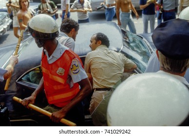 Washington, DC. USA, 6th April, 1980
D.C. And US Park Police Clash With Supporters Of The Ayatollah Khomeini And The Iranian Islamic Revolution.
