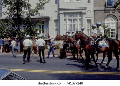 Washington, DC. USA, 6th April, 1980
D.C. And US Park Police Clash With Supporters Of The Ayatollah Khomeini And The Iranian Islamic Revolution.
