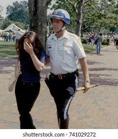 Washington, DC. USA, 6th April, 1980
D.C. And US Park Police Clash With Supporters Of The Ayatollah Khomeini And The Iranian Islamic Revolution.
